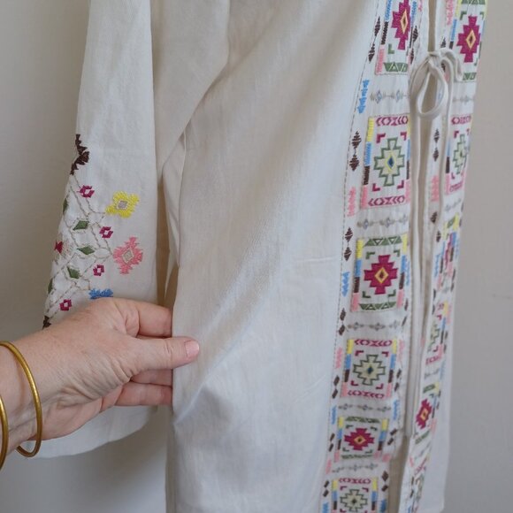 Umgee USA Embroidered Cardigan Open Front with Tie and Pockets Size Small NEW - Picture 9 of 12